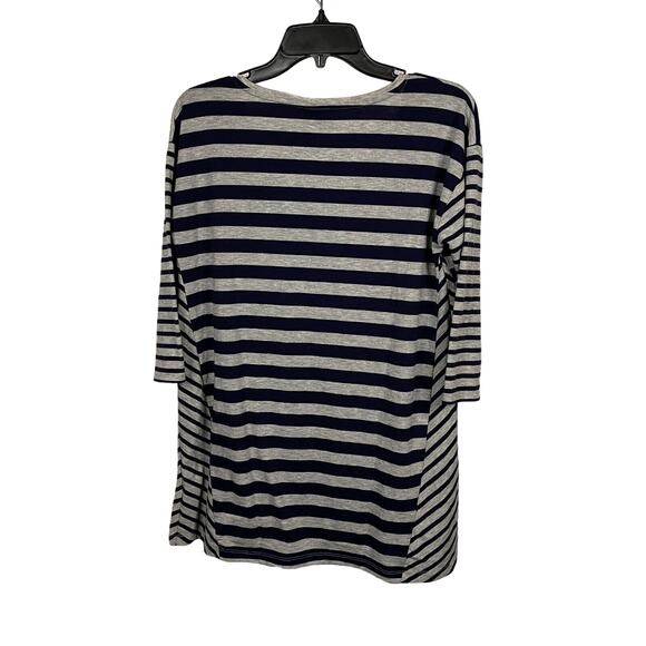 Oh Baby Motherhood Size M Striped 3/4 Sleeve Top Scoop Neck Casual Blue Gray - Picture 2 of 6